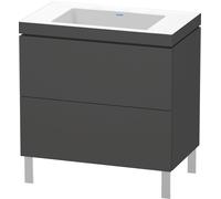 Duravit L-Cube c-bonded Ensemble vertical, 2 tiroirs, sans trop-plein, sans trou pour robinetterie, 800x698x480mm, LC6937N4949, Couleur: Décor graphite mat