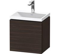 Duravit L-Cube c-shaped Ensemble suspendu, 1 porte, charnière à droite, sans trop-plein, 1 trou pour robinet, 450x480x350mm, LC6949O69690000, Couleur: Noyer brossé Placage bois véritable