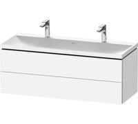Duravit L-Cube c-shaped Ensemble suspendu, 2 tiroirs, 2 plans de toilette, sans trop-plein, 2 trous pour robinetterie, 1200x480x480mm, LC6954O18180000, Couleur: Décor blanc mat