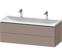 Duravit L-Cube c-shaped Ensemble suspendu, 2 tiroirs, 2 plans de toilette, sans trop-plein, 2 trous pour robinetterie, 1200x480x480mm, LC6954O43430000, Couleur: Décor basalte mat