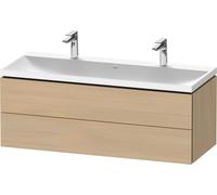 Duravit L-Cube c-shaped Ensemble suspendu, 2 tiroirs, 2 plans de toilette, sans trop-plein, 2 trous pour robinetterie, 1200x480x480mm, LC6954O71710000, Couleur: Placage chêne méditerranéen en bois vér