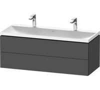 Duravit L-Cube c-shaped Ensemble suspendu, 2 tiroirs, 2 plans de toilette, sans trop-plein, 2 trous pour robinetterie, 1200x480x480mm, LC6954O49490000, Couleur: Décor graphite mat