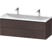 Duravit L-Cube c-shaped Ensemble suspendu, 2 tiroirs, 2 plans de toilette, sans trop-plein, 2 trous pour robinetterie, 1200x480x480mm, LC6954O72720000, Couleur: placage en chêne véritable brossé foncé
