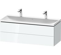 Duravit L-Cube c-shaped Ensemble suspendu, 2 tiroirs, 2 plans de toilette, sans trop-plein, 2 trous pour robinetterie, 1200x480x480mm, LC6954O85850000, Couleur: Laque brillante blanche