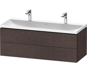 Duravit L-Cube c-shaped Ensemble suspendu, 2 tiroirs, 2 plans de toilette, sans trop-plein, 2 trous pour robinetterie, 1200x480x480mm, LC6954O72720000, Couleur: placage en chêne véritable brossé foncé