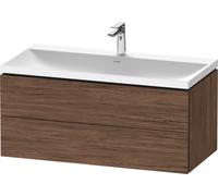 Duravit L-Cube c-shaped Ensemble suspendu, 2 tiroirs, sans trop-plein, 1 trou pour robinet, 1000x480x480mm, LC6952O21210000, Couleur: DÃ©cor noyer foncÃ©