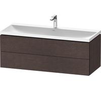 Duravit L-Cube c-shaped Ensemble suspendu, 2 tiroirs, sans trop-plein, 1 trou pour robinet, 1200x480x480mm, LC6953O72720000, Couleur: placage en chêne véritable brossé foncé