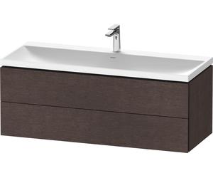 Duravit L-Cube c-shaped Ensemble suspendu, 2 tiroirs, sans trop-plein, 1 trou pour robinet, 1200x480x480mm, LC6953O72720000, Couleur: placage en chêne véritable brossé foncé
