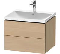 Duravit L-Cube c-shaped Ensemble suspendu, 2 tiroirs, sans trop-plein, 1 trou pour robinet, 600x480x480mm, LC6950O71710000, Couleur: Placage chêne méditerranéen en bois véritable