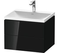 Duravit L-Cube c-shaped Ensemble suspendu, 2 tiroirs, sans trop-plein, 1 trou pour robinet, 600x480x480mm, LC6950O40400000, Couleur: Laque noire brillante