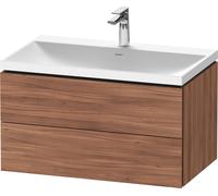 Duravit L-Cube c-shaped Ensemble suspendu, 2 tiroirs, sans trop-plein, 1 trou pour robinet, 800x480x480mm, LC6951O79790000, Couleur: Décor noyer naturel