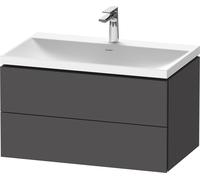 Duravit L-Cube c-shaped Ensemble suspendu, 2 tiroirs, sans trop-plein, 1 trou pour robinet, 800x480x480mm, LC6951O49490000, Couleur: Décor graphite mat