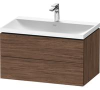 Duravit L-Cube c-shaped Ensemble suspendu, 2 tiroirs, sans trop-plein, 1 trou pour robinet, 800x480x480mm, LC6951O21210000, Couleur: DÃ©cor noyer foncÃ©