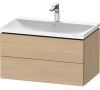 Duravit L-Cube c-shaped Ensemble suspendu, 2 tiroirs, sans trop-plein, 1 trou pour robinet, 800x480x480mm, LC6951O71710000, Couleur: Placage chêne méditerranéen en bois véritable