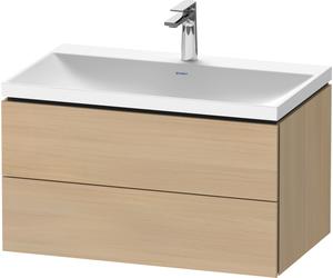 Duravit L-Cube c-shaped Ensemble suspendu, 2 tiroirs, sans trop-plein, 1 trou pour robinet, 800x480x480mm, LC6951O71710000, Couleur: Placage chêne méditerranéen en bois véritable