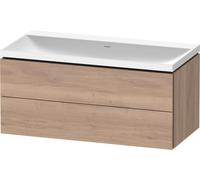 Duravit L-Cube c-shaped Ensemble suspendu, 2 tiroirs, sans trop-plein, sans trou pour robinetterie, 1000x480x480mm, LC6952N55550000, Couleur: Décor chêne marbré