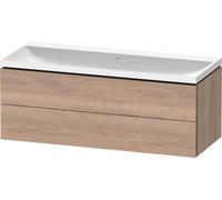 Duravit L-Cube c-shaped Ensemble suspendu, 2 tiroirs, sans trop-plein, sans trou pour robinetterie, 1200x480x480mm, LC6953N55550000, Couleur: Décor chêne marbré