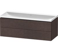 Duravit L-Cube c-shaped Ensemble suspendu, 2 tiroirs, sans trop-plein, sans trou pour robinetterie, 1200x480x480mm, LC6953N72720000, Couleur: placage en chêne véritable brossé foncé