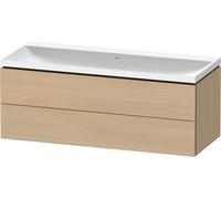Duravit L-Cube c-shaped Ensemble suspendu, 2 tiroirs, sans trop-plein, sans trou pour robinetterie, 1200x480x480mm, LC6953N71710000, Couleur: Placage chêne méditerranéen en bois véritable