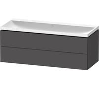 Duravit L-Cube c-shaped Ensemble suspendu, 2 tiroirs, sans trop-plein, sans trou pour robinetterie, 1200x480x480mm, LC6953N49490000, Couleur: Décor graphite mat