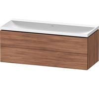 Duravit L-Cube c-shaped Ensemble suspendu, 2 tiroirs, sans trop-plein, sans trou pour robinetterie, 1200x480x480mm, LC6953N79790000, Couleur: Décor noyer naturel