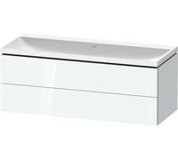 Duravit L-Cube c-shaped Ensemble suspendu, 2 tiroirs, sans trop-plein, sans trou pour robinetterie, 1200x480x480mm, LC6953N85850000, Couleur: Laque brillante blanche
