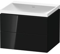 Duravit L-Cube c-shaped Ensemble suspendu, 2 tiroirs, sans trop-plein, sans trou pour robinetterie, 600x480x480mm, LC6950N40400000, Couleur: Laque noire brillante