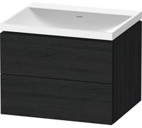 Duravit L-Cube c-shaped Ensemble suspendu, 2 tiroirs, sans trop-plein, sans trou pour robinetterie, 600x480x480mm, LC6950N16160000, Couleur: Décor chêne noir