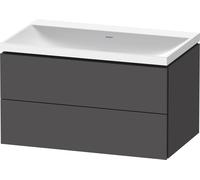 Duravit L-Cube c-shaped Ensemble suspendu, 2 tiroirs, sans trop-plein, sans trou pour robinetterie, 800x480x480mm, LC6951N49490000, Couleur: Décor graphite mat