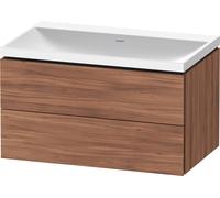 Duravit L-Cube c-shaped Ensemble suspendu, 2 tiroirs, sans trop-plein, sans trou pour robinetterie, 800x480x480mm, LC6951N79790000, Couleur: Décor noyer naturel