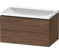 Duravit L-Cube c-shaped Ensemble suspendu, 2 tiroirs, sans trop-plein, sans trou pour robinetterie, 800x480x480mm, LC6951N21210000, Couleur: DÃ©cor noyer foncÃ©