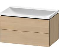 Duravit L-Cube c-shaped Ensemble suspendu, 2 tiroirs, sans trop-plein, sans trou pour robinetterie, 800x480x480mm, LC6951N71710000, Couleur: Placage chêne méditerranéen en bois véritable