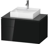 Duravit L-Cube Meuble sous-lavabo en console suspendu, avec plan de toilette en console, 2 tiroirs, 820x482x550mm, LC4880040400000, Couleur: Laque noire brillante