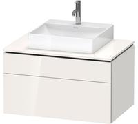Duravit L-Cube Meuble sous-lavabo en console suspendu, avec plan de toilette en console, 2 tiroirs, 820x482x550mm, LC4880085850000, Couleur: Laque brillante blanche