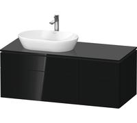 Duravit L-Cube Meuble sous-lavabo en console suspendu, avec plan de toilette en console, 4 tiroirs, vasque à gauche, 1220x482x550mm, LC4876040400000, Couleur: Laque noire brillante