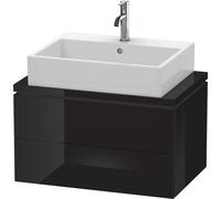 Duravit L-Cube Meuble sous-lavabo pour console, Compact, suspendu, 2 tiroirs, 720x400x477mm, LC580604040, Couleur: Laque noire brillante