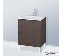 Duravit L-Cube bâti-support pour lavabo à poser, 2 tiroirs, 620x704x481mm, LC662507272, Couleur: placage en chêne véritable brossé foncé