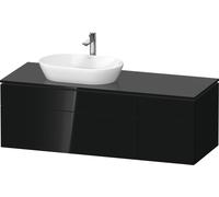 Duravit L-Cube Meuble sous-vasque avec consoles suspendues, avec plan de toilette, 2 tiroirs, 2 coulissants, vasque à gauche, 1420x482x550mm, LC4877040400000, Couleur: Laque noire brillante