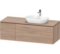 Duravit L-Cube Meuble sous-vasque avec consoles suspendues, avec plan de toilette, 2 tiroirs, vasque à droite, 1420x482x550mm, LC4875055550000, Couleur: Décor chêne marbré