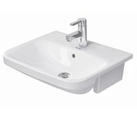 Duravit lavabo semi-encastré DuraStyle 55cm avec trop-plein, avec plage pour robinetterie, 1 trou pour robinetterie, 0375550000, Couleur: Blanc