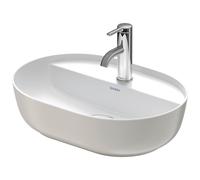 Duravit Luv vasque à poser 50x35cm, sans trop-plein, avec plage de robinetterie, 1 trou pour robinetterie, rectifié, 0380502300, Couleur: Couleur intérieure blanc brillant / couleur extérieure gris sa