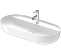 Duravit Luv vasque à poser 80x40cm, sans trop-plein, avec plage de robinetterie, 1 trou pour robinetterie, rectifié, 03808000001, Couleur: Blanc brillant avec Wondergliss