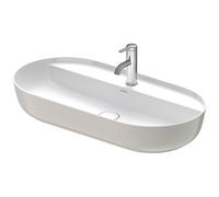 Duravit Luv vasque à poser 80x40cm, sans trop-plein, avec plage de robinetterie, 1 trou pour robinetterie, rectifié, 0380802300, Couleur: Couleur intérieure blanc brillant / couleur extérieure gris sa