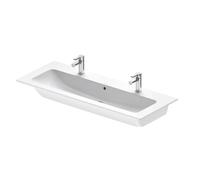 Duravit ME by Starck - Double lavabo 123x49 cm, avec trop-plein, 2 trous pour robinetterie, DuraShield, blanc 236112AA24