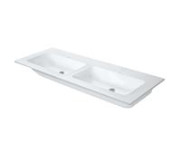 Duravit Lavabo double ME by Starck 130x49 cm, DuraShield, sans perçage, trop-plein, blanc mat