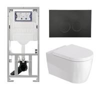 Duravit Me by Starck Ensemble WC - réservoir encastré avec mécanisme de chasse UP320 - abattant à fermeture ralentie (soft-close) - plaque de commande noir mat - boutons ronds - noir mat SW89009/07011
