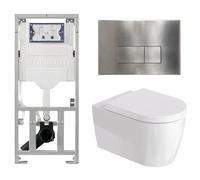 Duravit Me by Starck Ensemble WC - réservoir encastré avec mécanisme de chasse UP320 - abattant à fermeture ralentie (soft-close) - plaque de commande en acier inoxydable - boutons rectangulaires - ac