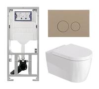 Duravit Me by Starck Ensemble WC - réservoir encastré avec mécanisme de chasse UP320 - abattant à fermeture ralentie (soft-close) - plaque de commande taupe - boutons ronds - taupe SW89009/0701131/SW1