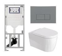 Duravit Me by Starck Ensemble WC - réservoir encastré avec mécanisme de chasse UP320 - abattant à fermeture ralentie (soft-close) - plaque de commande en plastique gris clair - boutons rectangulaires