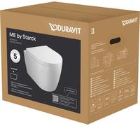Duravit ME by Starck Ensemble WC suspendu Compact, Rimless, chasse d'eau profonde, y compris siège de WC à abaissement automatique, blanc brillant avec DuraShield, 453009AAA1